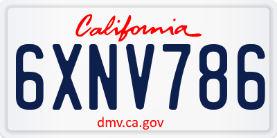 CA license plate 6XNV786
