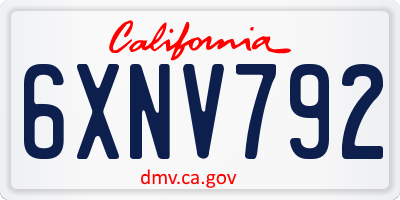 CA license plate 6XNV792