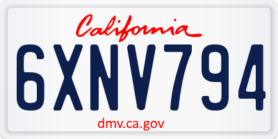 CA license plate 6XNV794