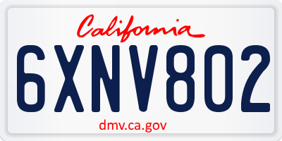 CA license plate 6XNV802