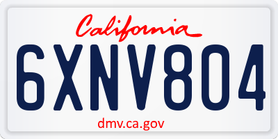 CA license plate 6XNV804