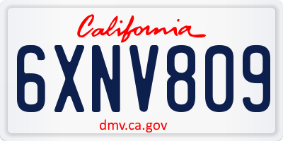 CA license plate 6XNV809