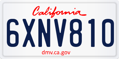 CA license plate 6XNV810