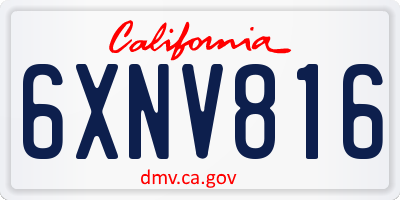 CA license plate 6XNV816