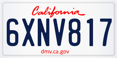 CA license plate 6XNV817