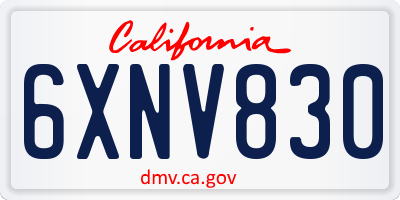CA license plate 6XNV830