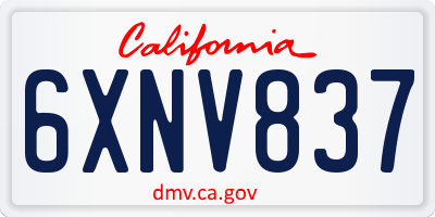 CA license plate 6XNV837