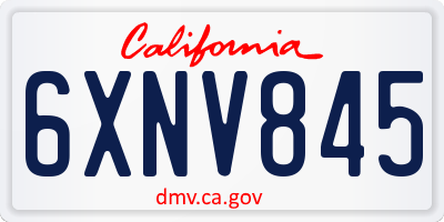 CA license plate 6XNV845