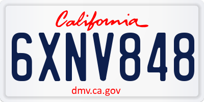 CA license plate 6XNV848