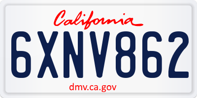 CA license plate 6XNV862