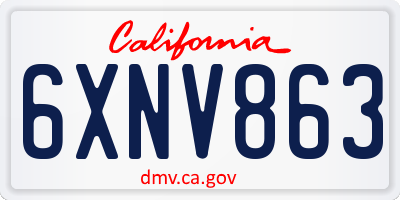 CA license plate 6XNV863