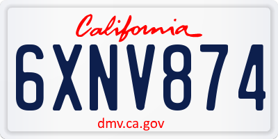 CA license plate 6XNV874