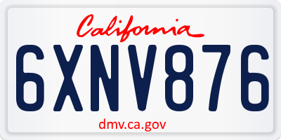 CA license plate 6XNV876