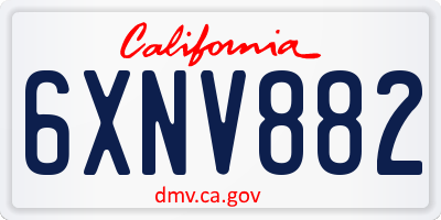 CA license plate 6XNV882