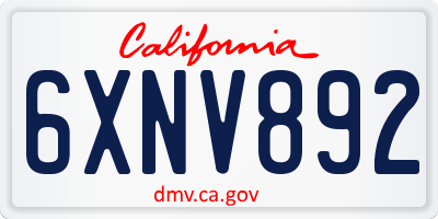 CA license plate 6XNV892