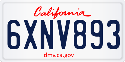 CA license plate 6XNV893