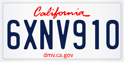 CA license plate 6XNV910