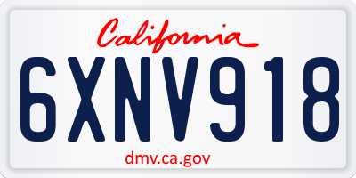 CA license plate 6XNV918