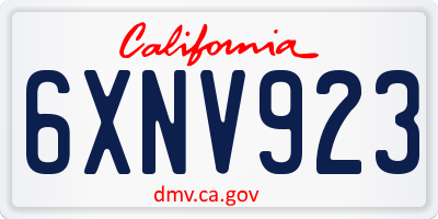 CA license plate 6XNV923