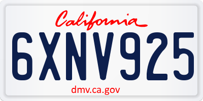 CA license plate 6XNV925