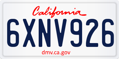 CA license plate 6XNV926