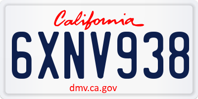 CA license plate 6XNV938