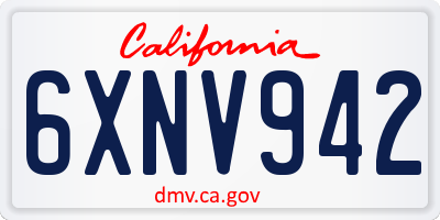 CA license plate 6XNV942