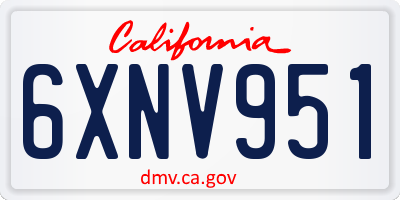 CA license plate 6XNV951