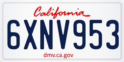 CA license plate 6XNV953