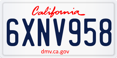 CA license plate 6XNV958