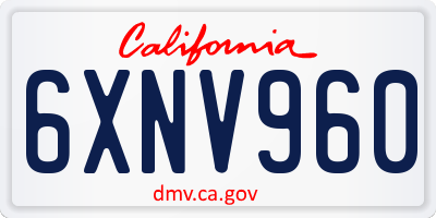 CA license plate 6XNV960