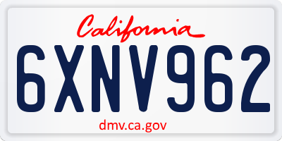 CA license plate 6XNV962