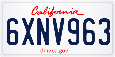 CA license plate 6XNV963