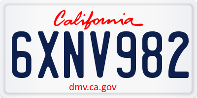 CA license plate 6XNV982