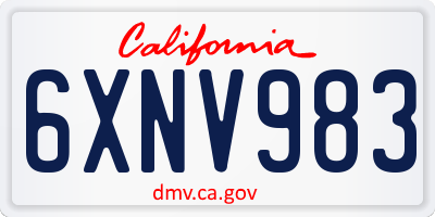 CA license plate 6XNV983