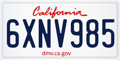 CA license plate 6XNV985