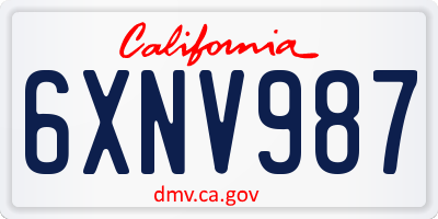 CA license plate 6XNV987