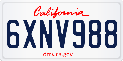 CA license plate 6XNV988