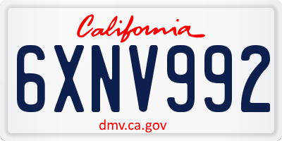CA license plate 6XNV992