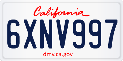 CA license plate 6XNV997