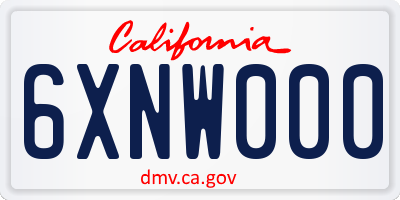 CA license plate 6XNW000