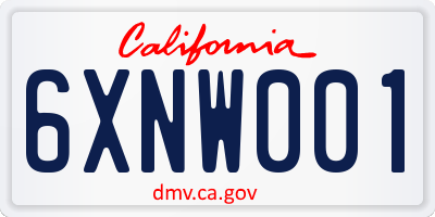 CA license plate 6XNW001
