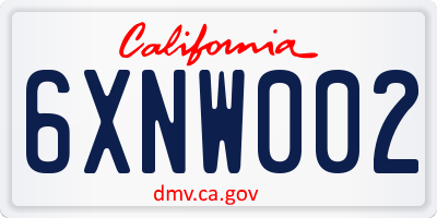 CA license plate 6XNW002