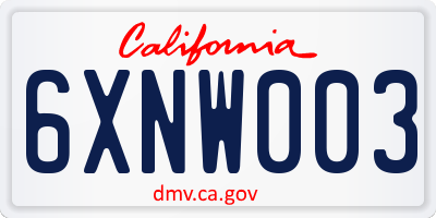 CA license plate 6XNW003