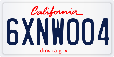 CA license plate 6XNW004