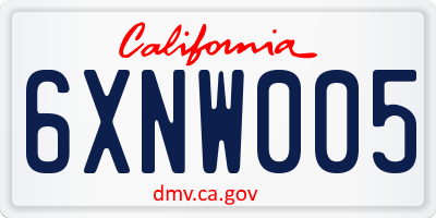 CA license plate 6XNW005