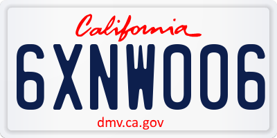 CA license plate 6XNW006