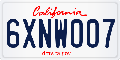 CA license plate 6XNW007