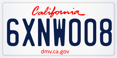 CA license plate 6XNW008