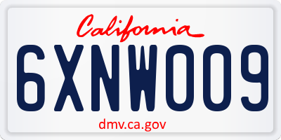 CA license plate 6XNW009